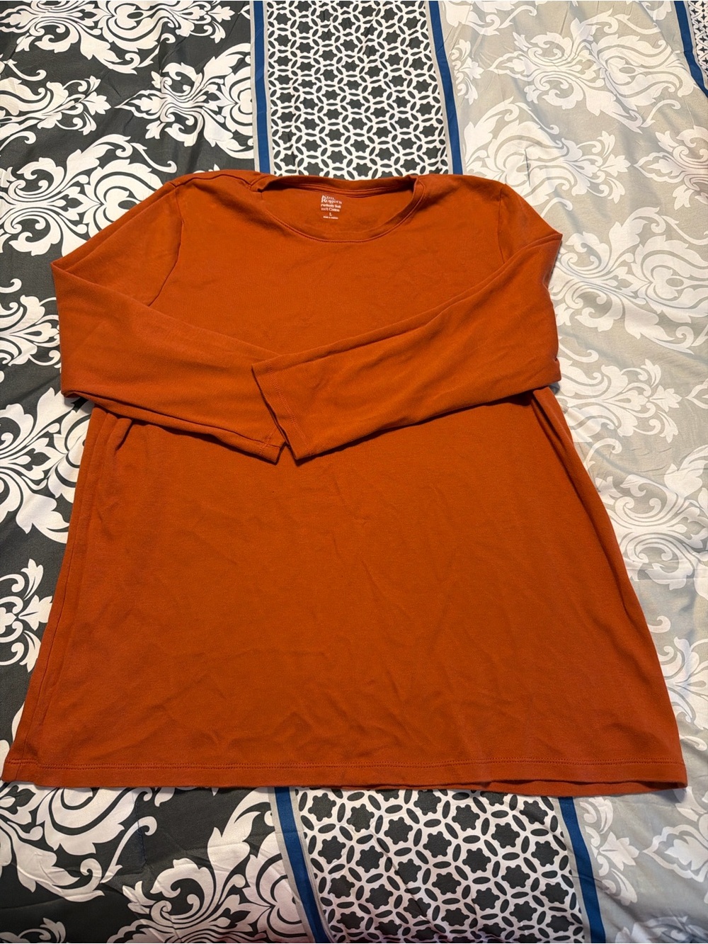 Women's 3/4 Sleeve Scoop Neck Top - Rust